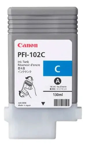 Cartucho de Tinta Canon PFI-102C Cyan  Original 130ml para Plotter imagePROGRAF iPF500, iPF700 e iPF710 – Código 0896B001AA