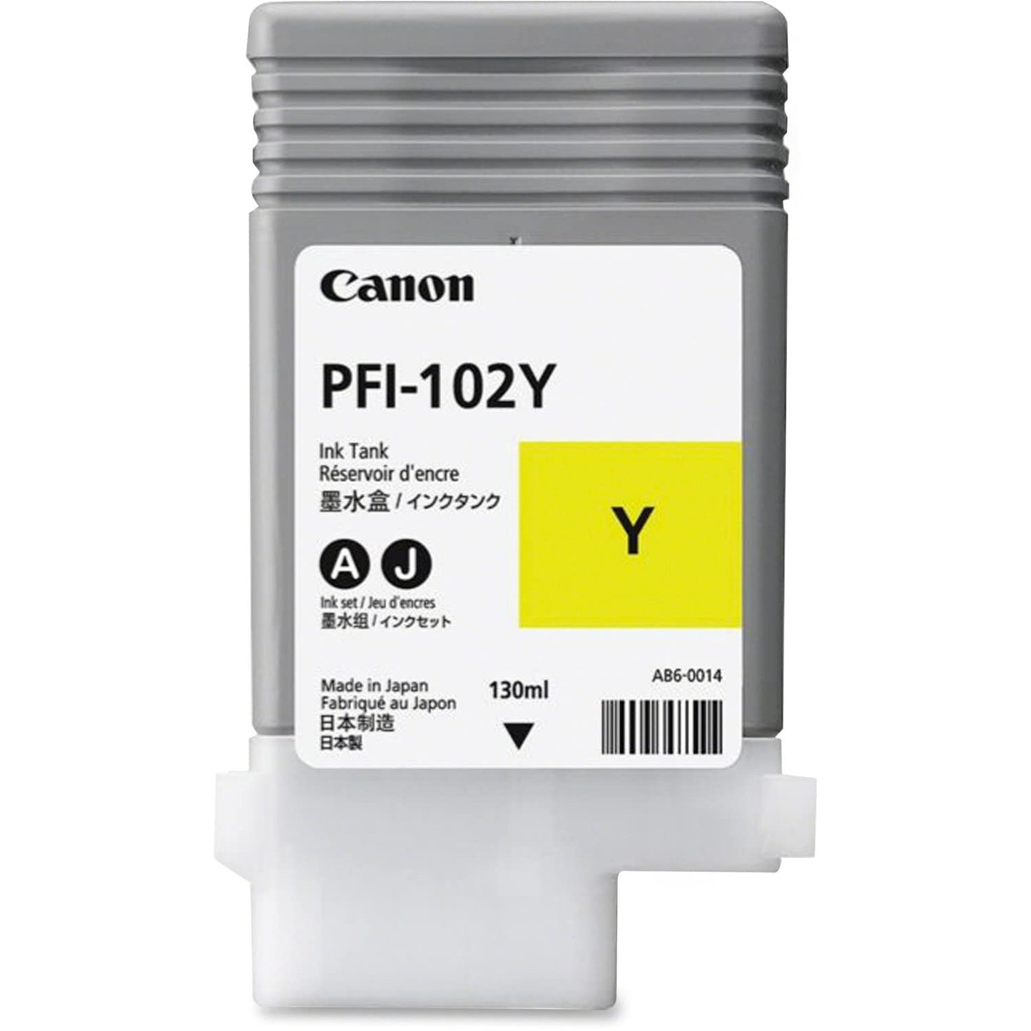 Cartucho de Tinta Canon PFI-102Y Yellow Original 130ml para Plotter imagePROGRAF iPF500, iPF700 e iPF710 – Código 0898B001AA