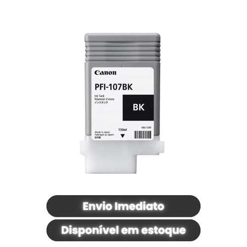 Tinta Canon PFI-107BK Original Black 130ml (Cód. 6705B001AA) para Plotter imagePROGRAF iPF670, iPF770 e iPF780