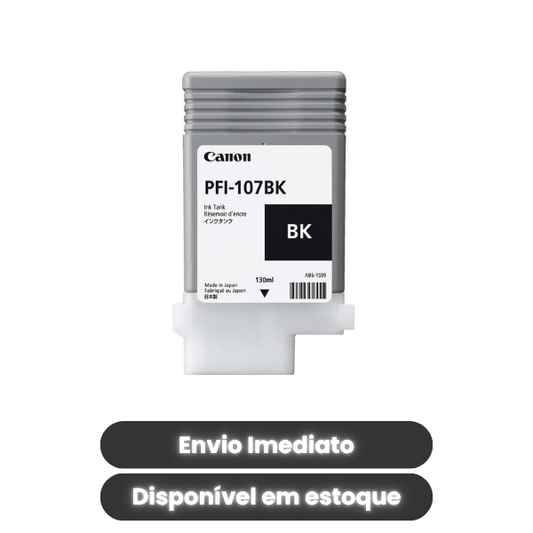 Tinta Canon PFI-107BK Original Black 130ml (Cód. 6705B001AA) para Plotter imagePROGRAF iPF670, iPF770 e iPF780