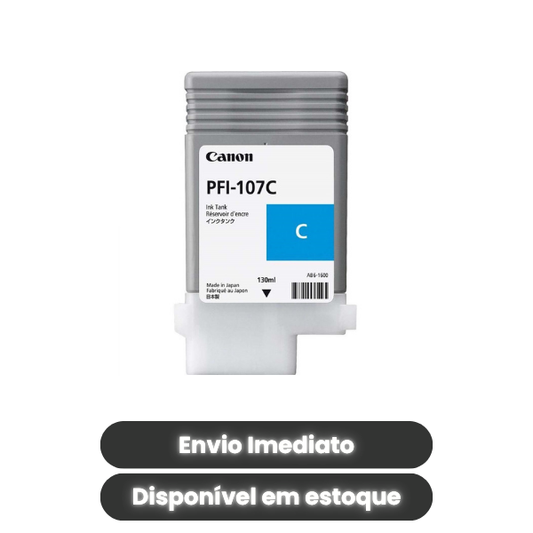 Tinta Canon PFI-107C Original Cyan 130ml (Cód. 6706B001AA) para Plotter imagePROGRAF iPF670, iPF770 e iPF780