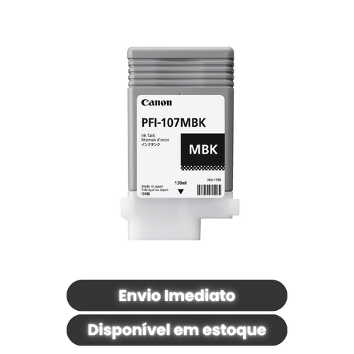 Tinta Canon PFI-107MBK Original Matte Black 130ml (Cód. 6704B001AA) para Plotter imagePROGRAF iPF670, iPF770 e iPF780