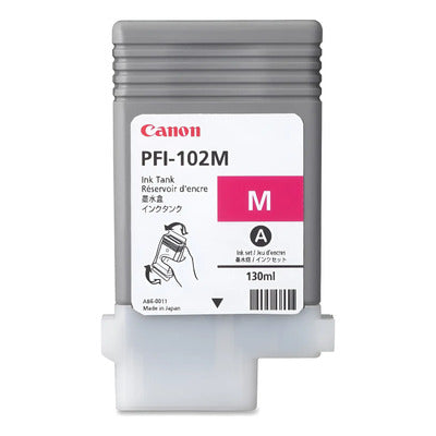 Cartucho de Tinta Canon PFI-102M Magenta Original 130ml para Plotter imagePROGRAF iPF500, iPF700 e iPF710 – Código 0897B001AA