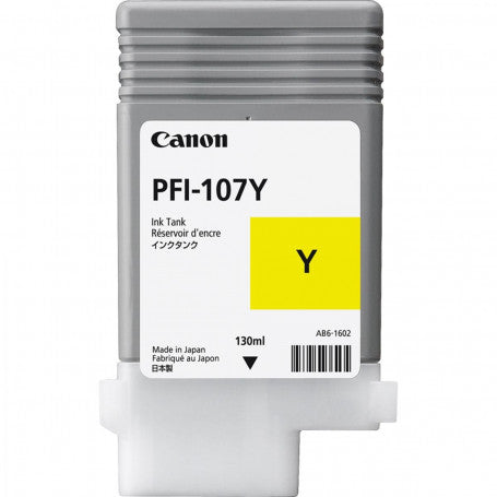 Tinta Canon PFI-107Y Yellow Original 130ml (6708B001AA) para Plotter imagePROGRAF iPF670, iPF770 e iPF780 (Cópia)