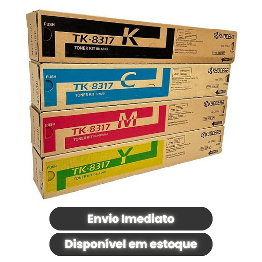 Kit Toner Original Kyocera TASKalfa 2550ci TK-8317K TK-8317C TK-8317M TK-8317Y – CMYK Completo para Multifuncional Colorida